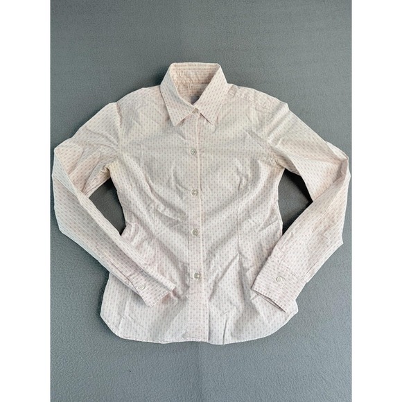 Luigi Borrelli Tops - Luigi Borrelli Shirt Womens S White Geometric Button Down Long Sleeve Made Italy